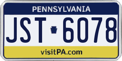PA license plate JST6078