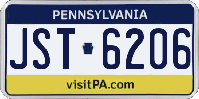 PA license plate JST6206