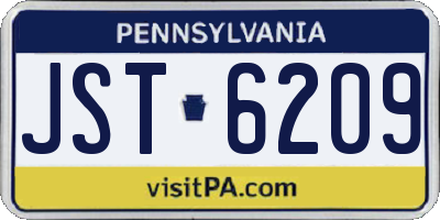 PA license plate JST6209