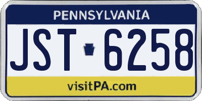 PA license plate JST6258