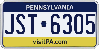 PA license plate JST6305