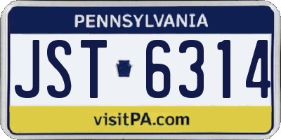 PA license plate JST6314