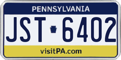 PA license plate JST6402
