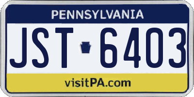 PA license plate JST6403