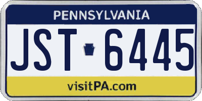 PA license plate JST6445