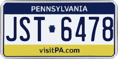PA license plate JST6478