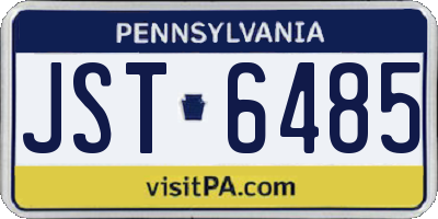 PA license plate JST6485