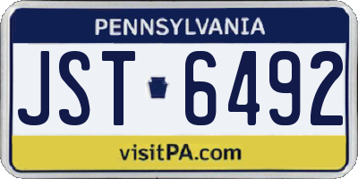 PA license plate JST6492