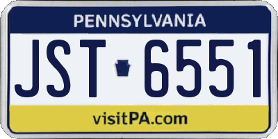 PA license plate JST6551