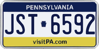 PA license plate JST6592