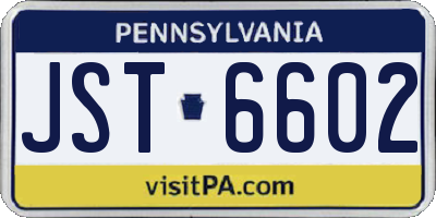 PA license plate JST6602