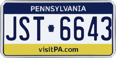 PA license plate JST6643
