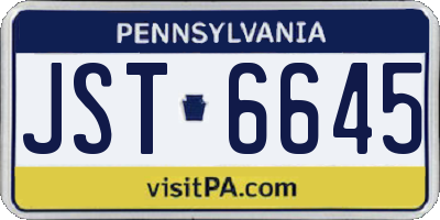 PA license plate JST6645