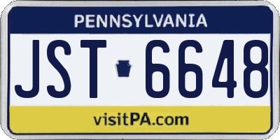PA license plate JST6648