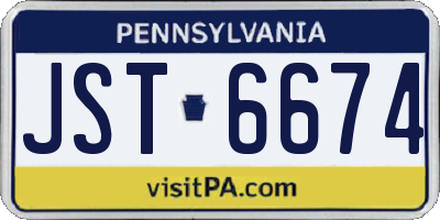 PA license plate JST6674