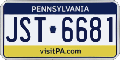 PA license plate JST6681