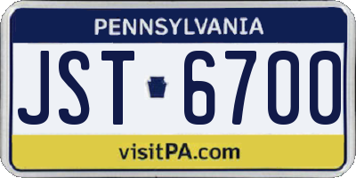 PA license plate JST6700
