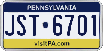 PA license plate JST6701