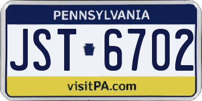 PA license plate JST6702