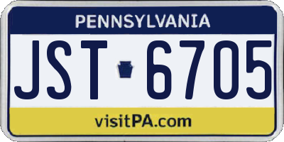 PA license plate JST6705