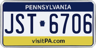 PA license plate JST6706