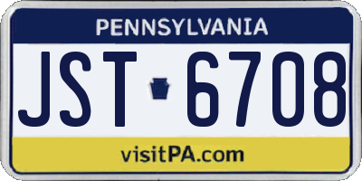 PA license plate JST6708