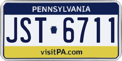 PA license plate JST6711