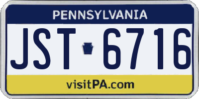 PA license plate JST6716