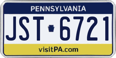 PA license plate JST6721