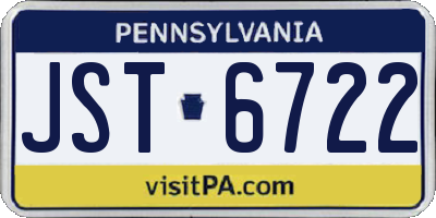 PA license plate JST6722
