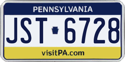 PA license plate JST6728