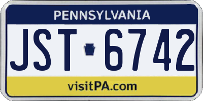 PA license plate JST6742