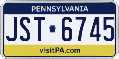 PA license plate JST6745