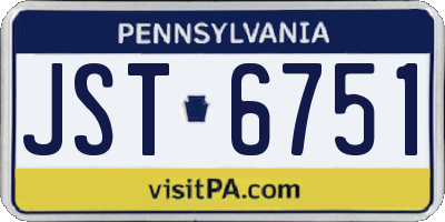 PA license plate JST6751