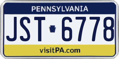 PA license plate JST6778