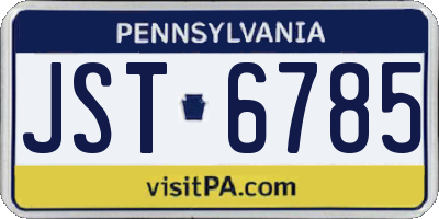 PA license plate JST6785