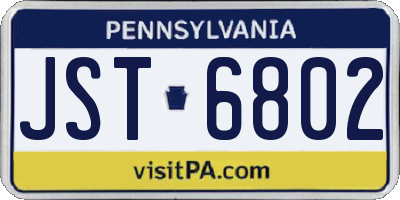 PA license plate JST6802