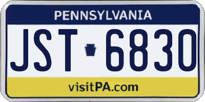 PA license plate JST6830