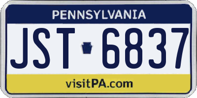 PA license plate JST6837
