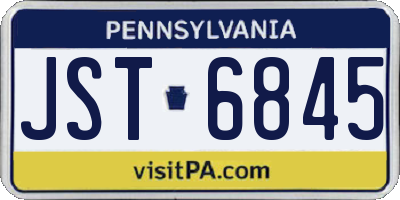 PA license plate JST6845