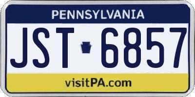 PA license plate JST6857