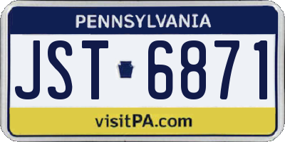 PA license plate JST6871