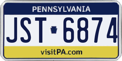 PA license plate JST6874