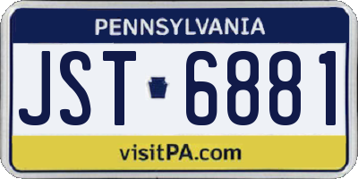PA license plate JST6881
