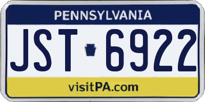 PA license plate JST6922