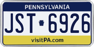 PA license plate JST6926