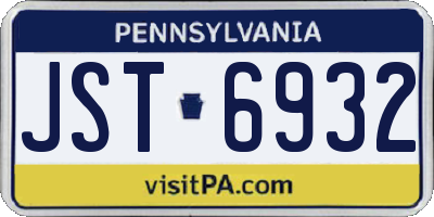 PA license plate JST6932