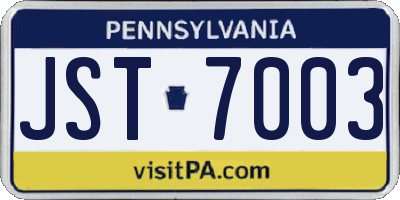 PA license plate JST7003