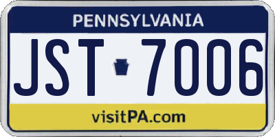 PA license plate JST7006