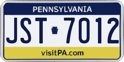 PA license plate JST7012